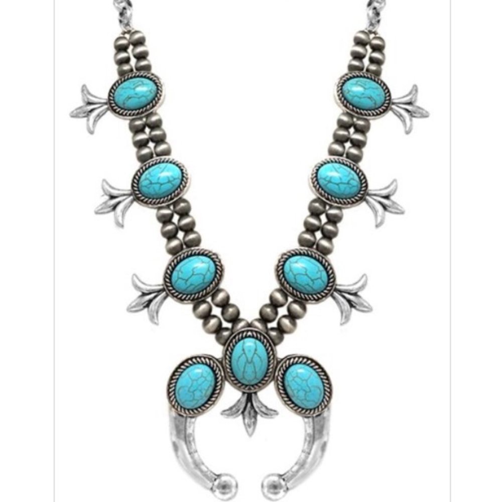 Turquoise squash blossom necklace